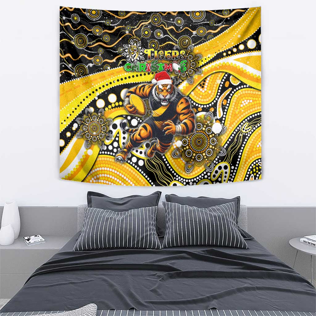 Merry Christmas AFL Richmond Tigers Tapestry Aboriginal Santa Football Mascot