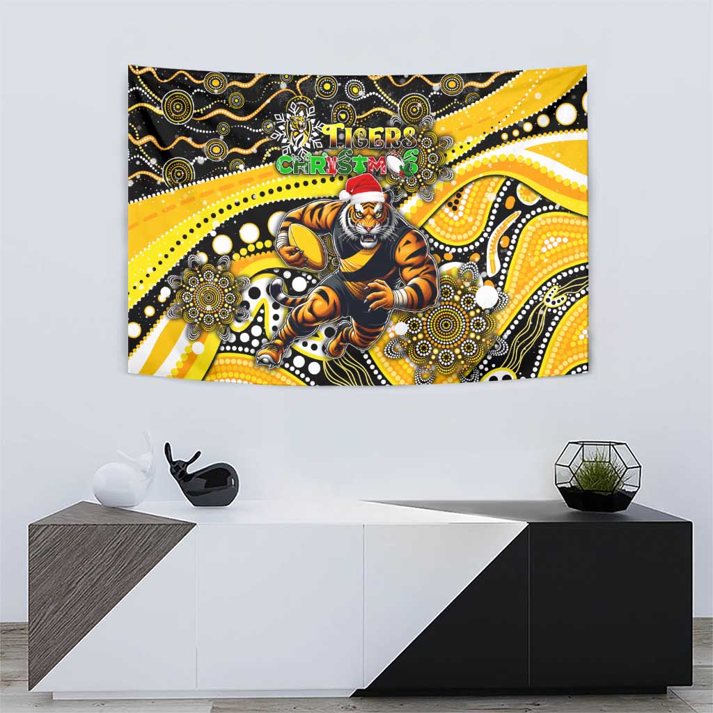 Merry Christmas AFL Richmond Tigers Tapestry Aboriginal Santa Football Mascot