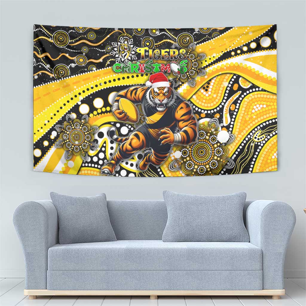 Merry Christmas AFL Richmond Tigers Tapestry Aboriginal Santa Football Mascot