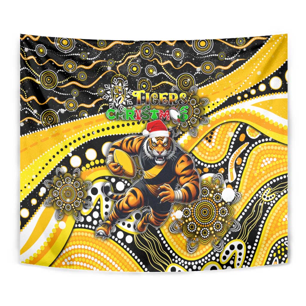 Merry Christmas AFL Richmond Tigers Tapestry Aboriginal Santa Football Mascot