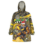 Merry Christmas AFL Richmond Tigers Wearable Blanket Hoodie Aboriginal Santa Football Mascot