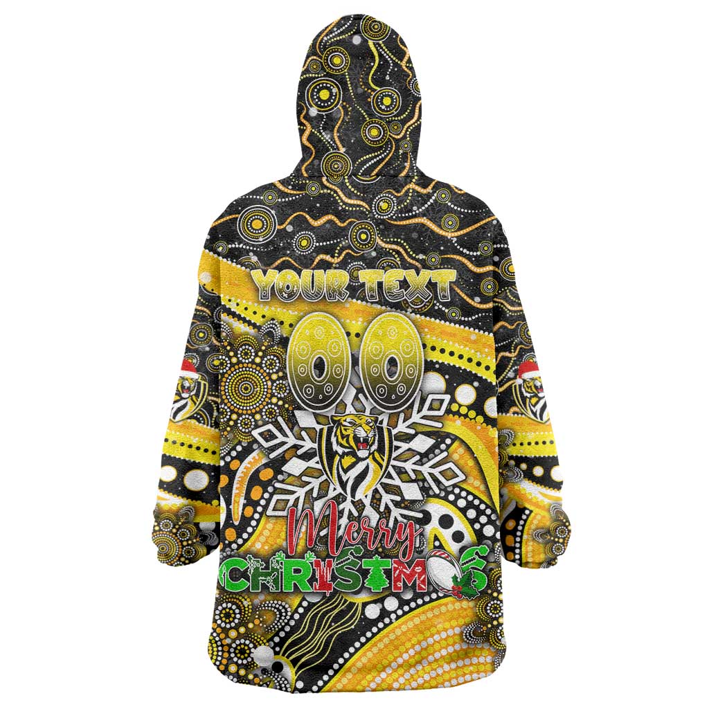 Merry Christmas AFL Richmond Tigers Wearable Blanket Hoodie Aboriginal Santa Football Mascot