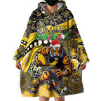 Merry Christmas AFL Richmond Tigers Wearable Blanket Hoodie Aboriginal Santa Football Mascot