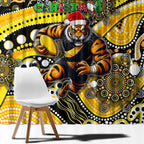Merry Christmas AFL Richmond Tigers Window Curtain Aboriginal Santa Football Mascot