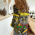 Merry Christmas AFL Richmond Tigers Women Casual Shirt Aboriginal Santa Football Mascot