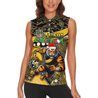 Merry Christmas AFL Richmond Tigers Women Sleeveless Polo Shirt Aboriginal Santa Football Mascot