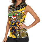 Merry Christmas AFL Richmond Tigers Women Sleeveless Polo Shirt Aboriginal Santa Football Mascot
