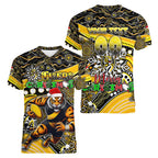 Merry Christmas AFL Richmond Tigers Women V-Neck T-Shirt Aboriginal Santa Football Mascot