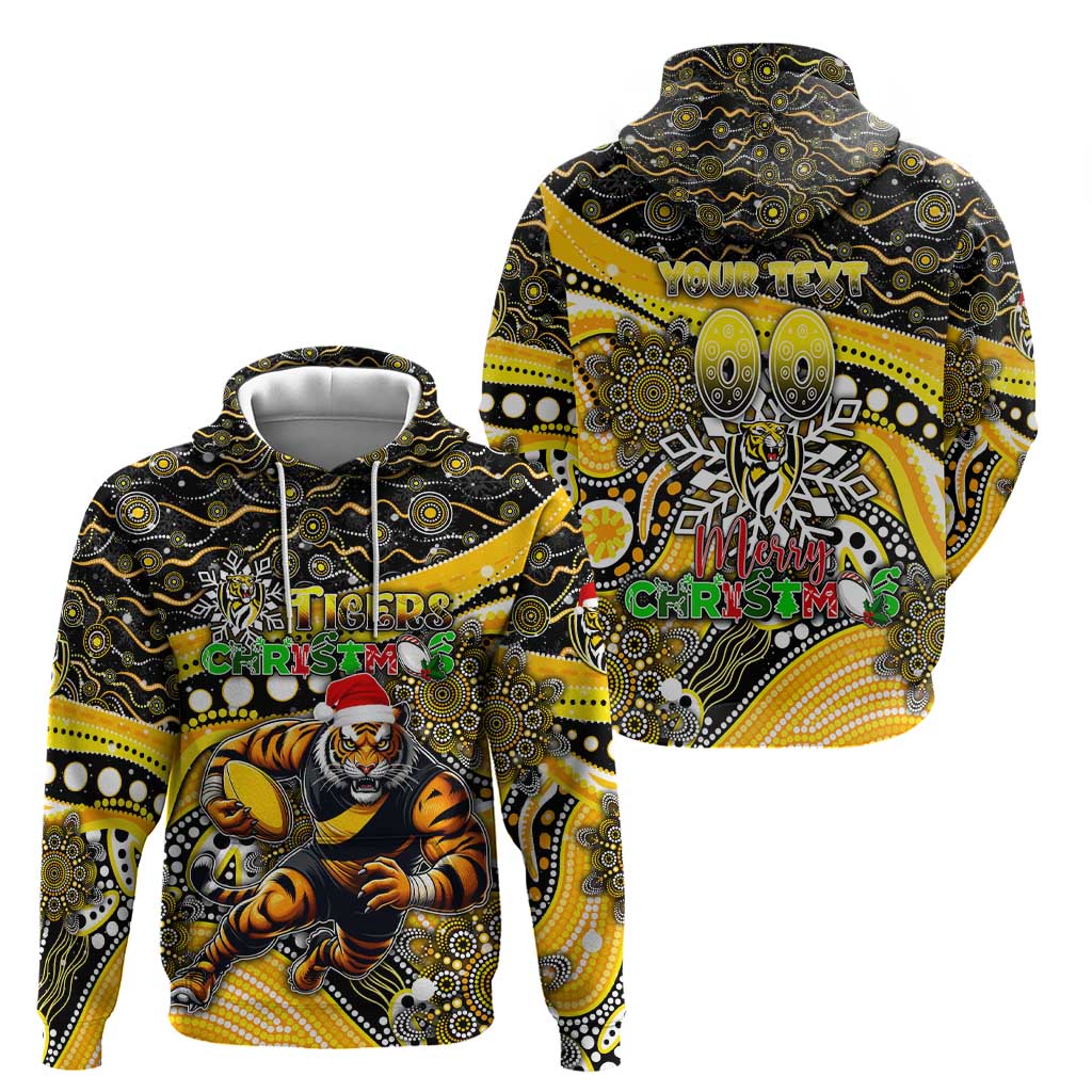 Merry Christmas AFL Richmond Tigers Zip Hoodie Aboriginal Santa Football Mascot