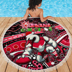 Merry Christmas AFL Swans Beach Blanket Aboriginal Santa Football Mascot DT02