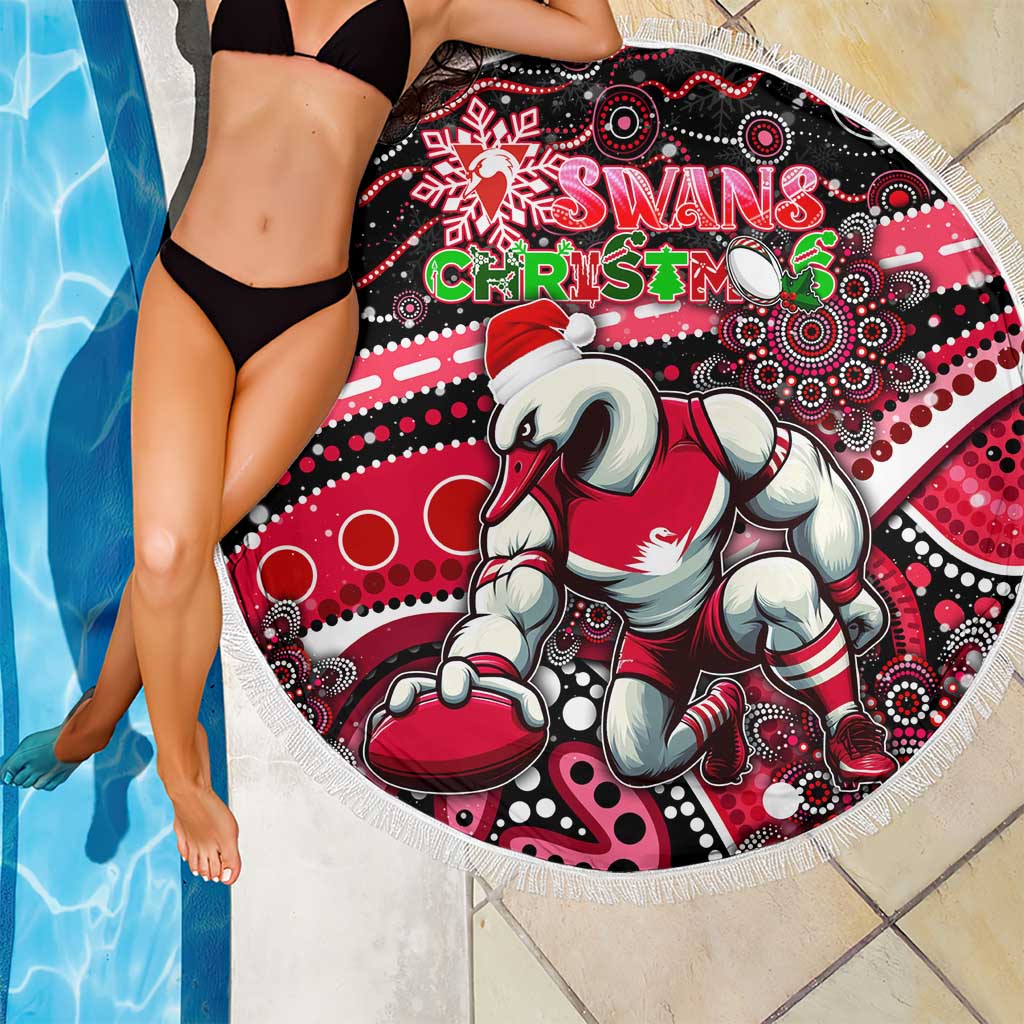 Merry Christmas AFL Swans Beach Blanket Aboriginal Santa Football Mascot DT02