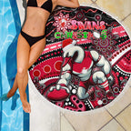 Merry Christmas AFL Swans Beach Blanket Aboriginal Santa Football Mascot DT02