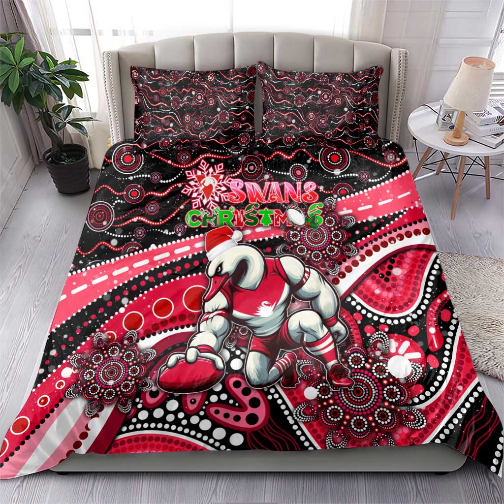 Merry Christmas AFL Swans Bedding Set Aboriginal Santa Football Mascot DT02