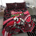 Merry Christmas AFL Swans Bedding Set Aboriginal Santa Football Mascot DT02