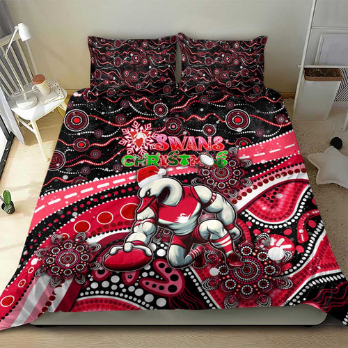 Merry Christmas AFL Swans Bedding Set Aboriginal Santa Football Mascot DT02