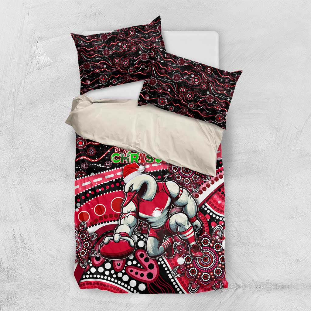Merry Christmas AFL Swans Bedding Set Aboriginal Santa Football Mascot DT02