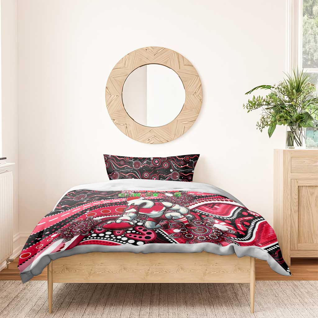 Merry Christmas AFL Swans Bedding Set Aboriginal Santa Football Mascot DT02
