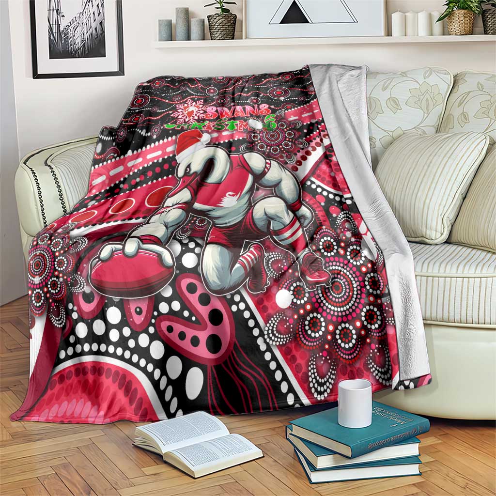 Merry Christmas AFL Swans Blanket Aboriginal Santa Football Mascot DT02
