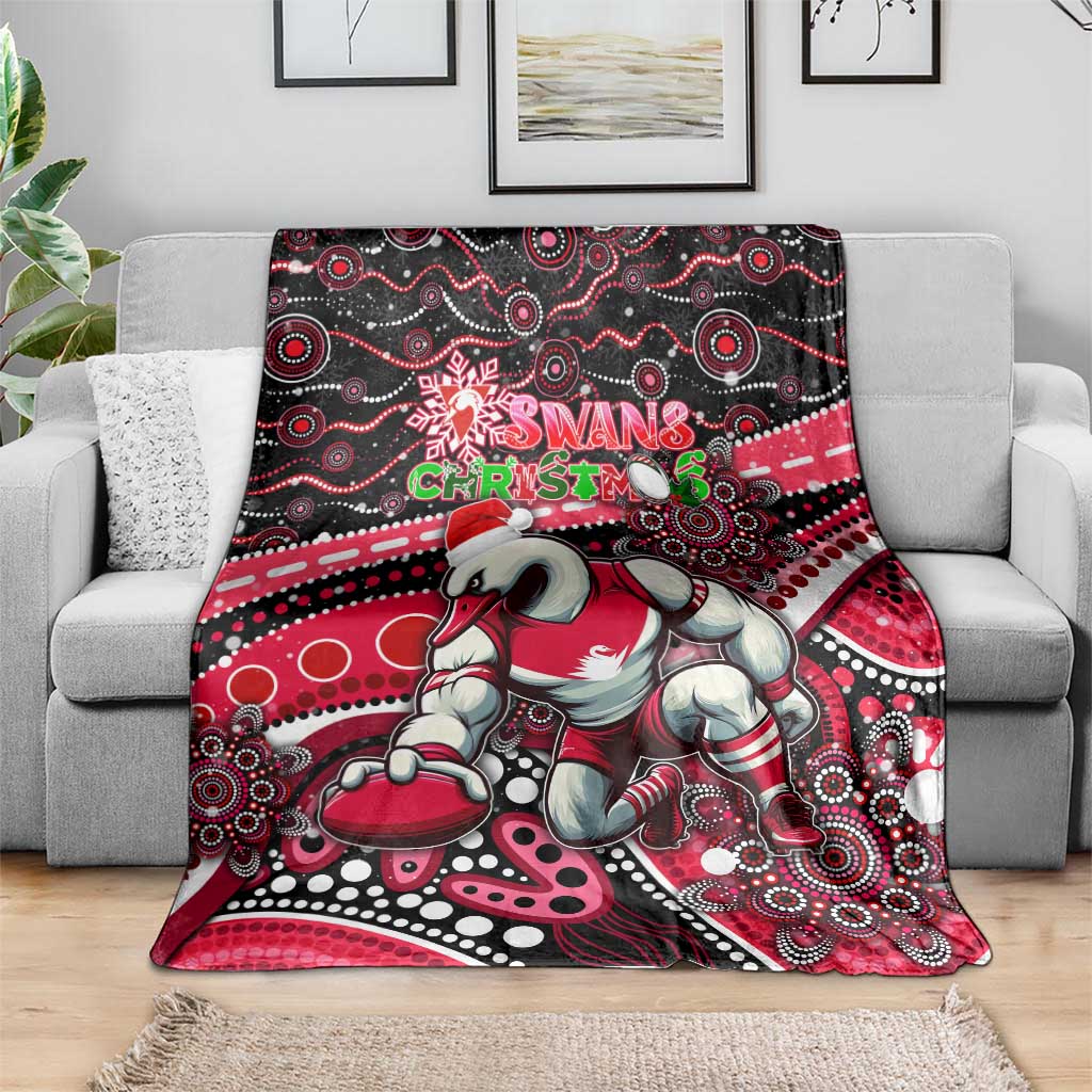 Merry Christmas AFL Swans Blanket Aboriginal Santa Football Mascot DT02