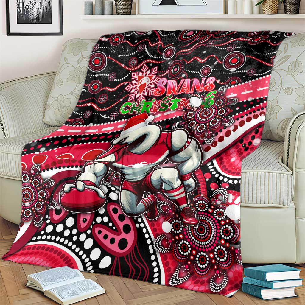 Merry Christmas AFL Swans Blanket Aboriginal Santa Football Mascot DT02