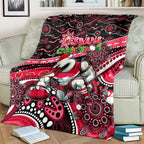 Merry Christmas AFL Swans Blanket Aboriginal Santa Football Mascot DT02