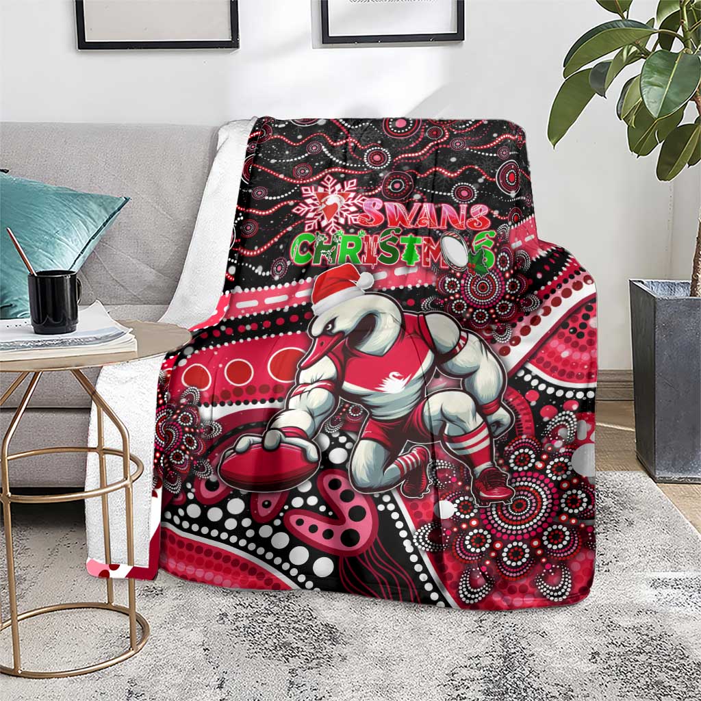 Merry Christmas AFL Swans Blanket Aboriginal Santa Football Mascot DT02