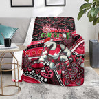 Merry Christmas AFL Swans Blanket Aboriginal Santa Football Mascot DT02