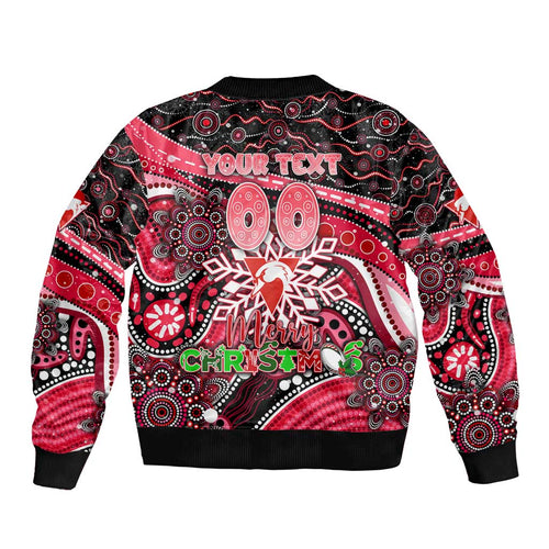 Merry Christmas AFL Swans Bomber Jacket Aboriginal Santa Football Mascot DT02