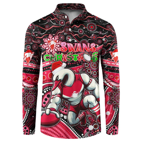 Merry Christmas AFL Swans Button Sweatshirt Aboriginal Santa Football Mascot DT02
