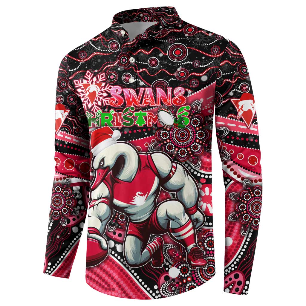 Merry Christmas AFL Swans Button Sweatshirt Aboriginal Santa Football Mascot DT02