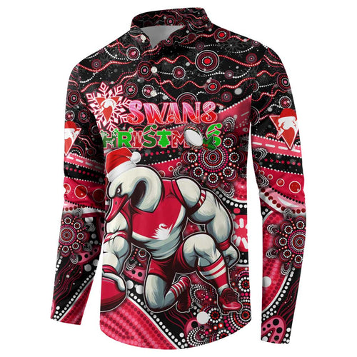 Merry Christmas AFL Swans Button Sweatshirt Aboriginal Santa Football Mascot DT02