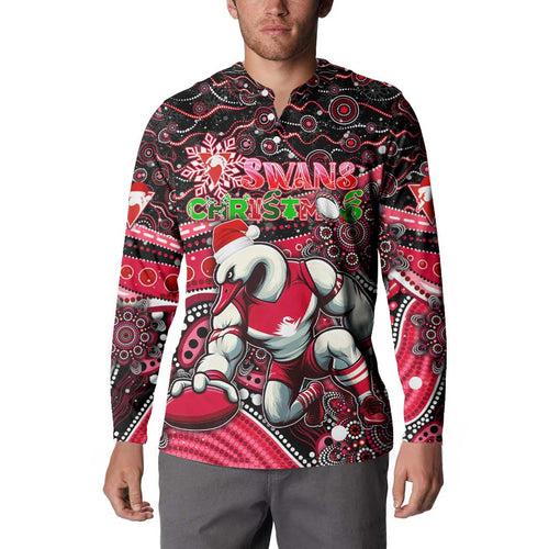Merry Christmas AFL Swans Button Sweatshirt Aboriginal Santa Football Mascot DT02