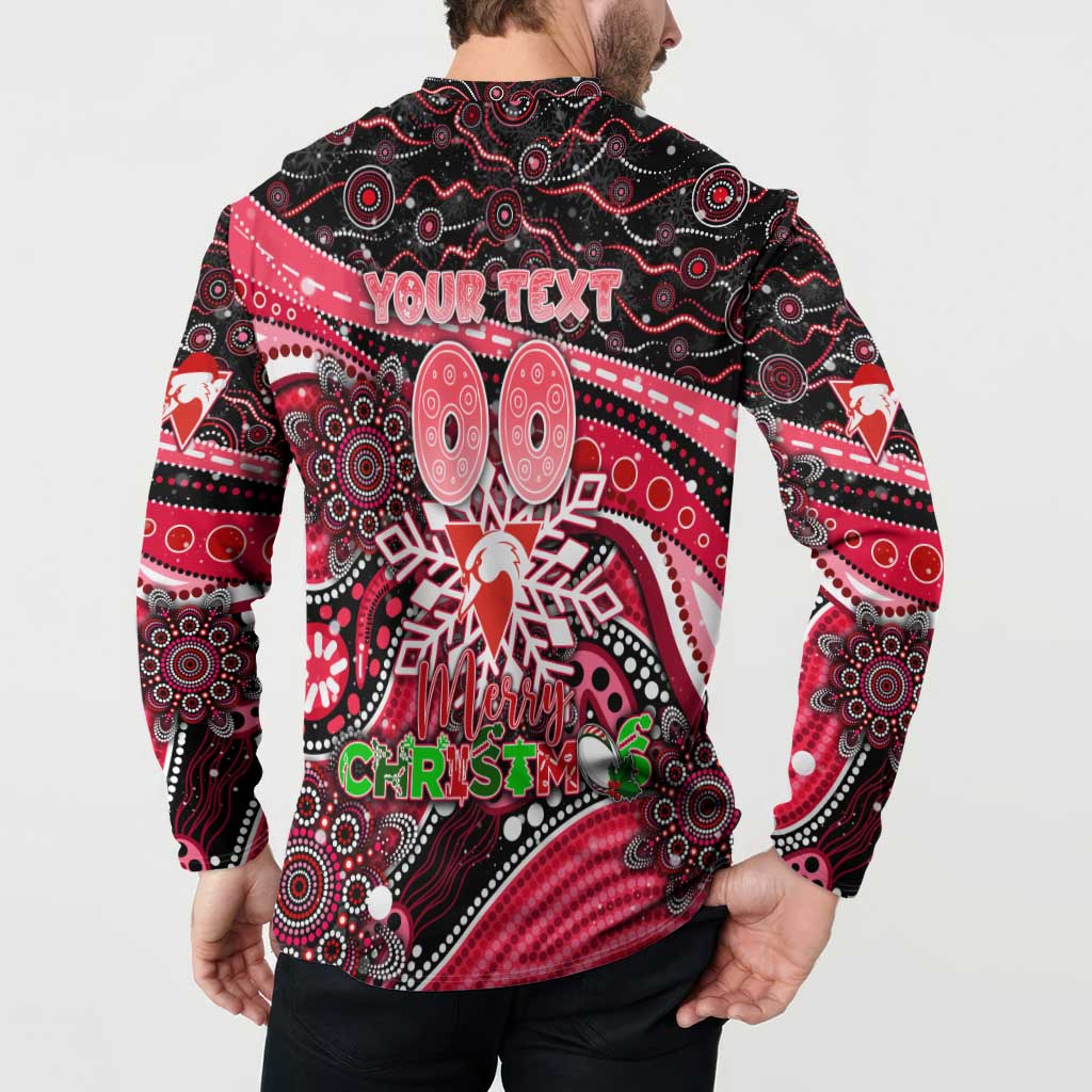 Merry Christmas AFL Swans Button Sweatshirt Aboriginal Santa Football Mascot DT02