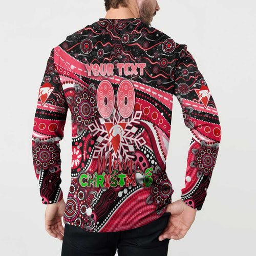Merry Christmas AFL Swans Button Sweatshirt Aboriginal Santa Football Mascot DT02