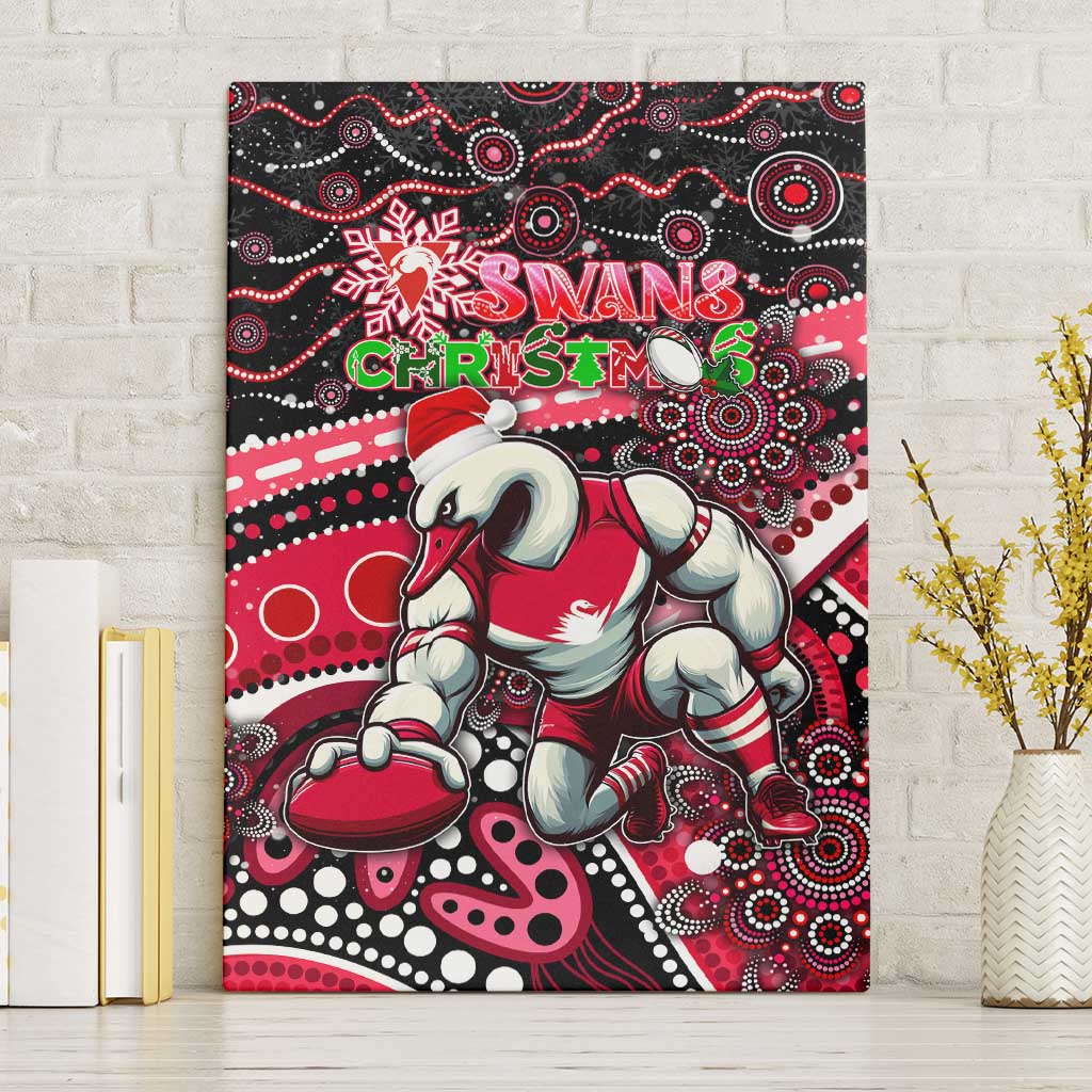 Merry Christmas AFL Swans Canvas Wall Art Aboriginal Santa Football Mascot DT02