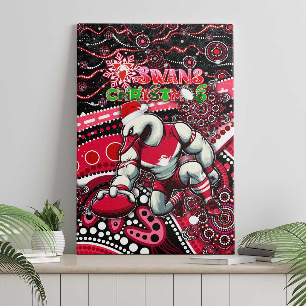 Merry Christmas AFL Swans Canvas Wall Art Aboriginal Santa Football Mascot DT02