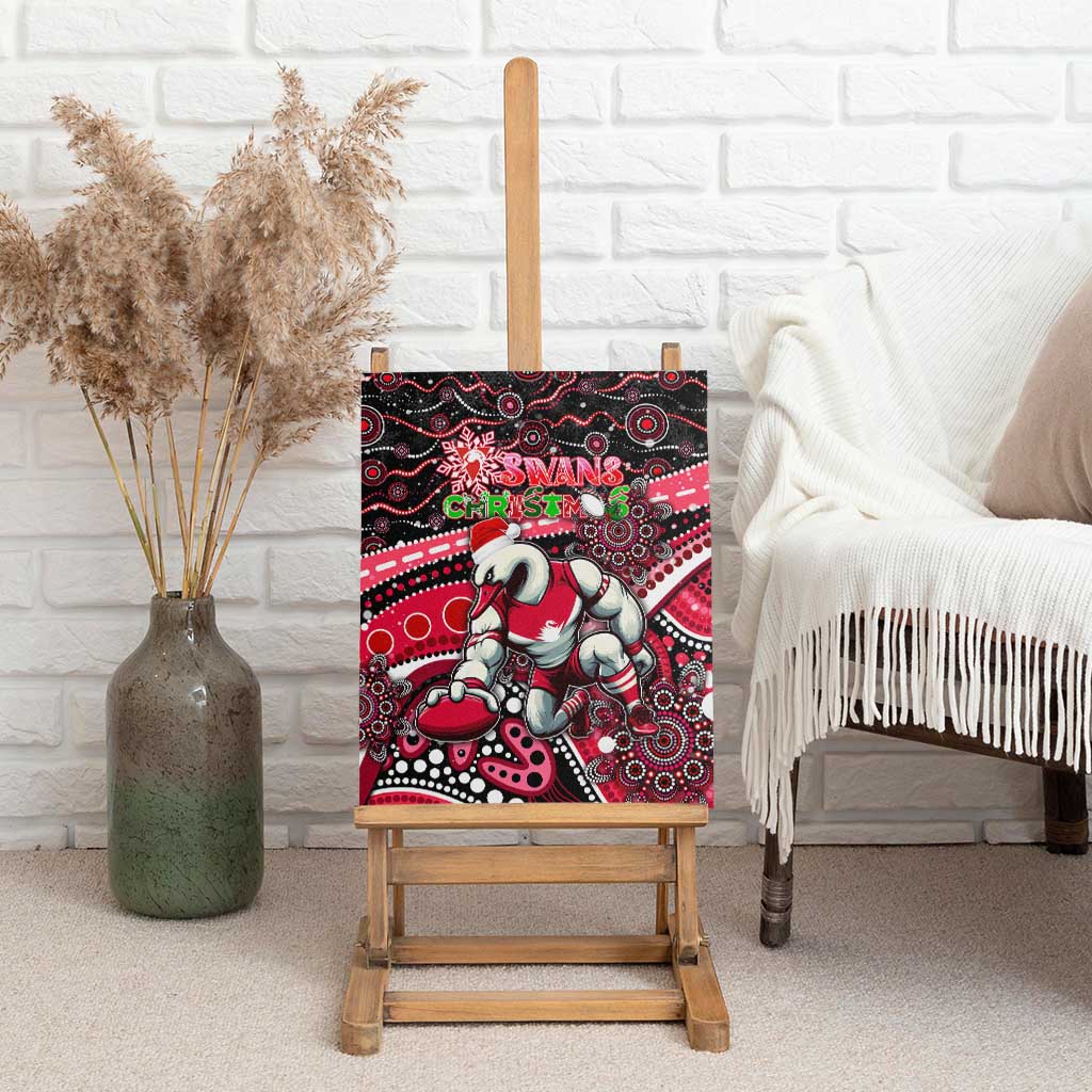 Merry Christmas AFL Swans Canvas Wall Art Aboriginal Santa Football Mascot DT02