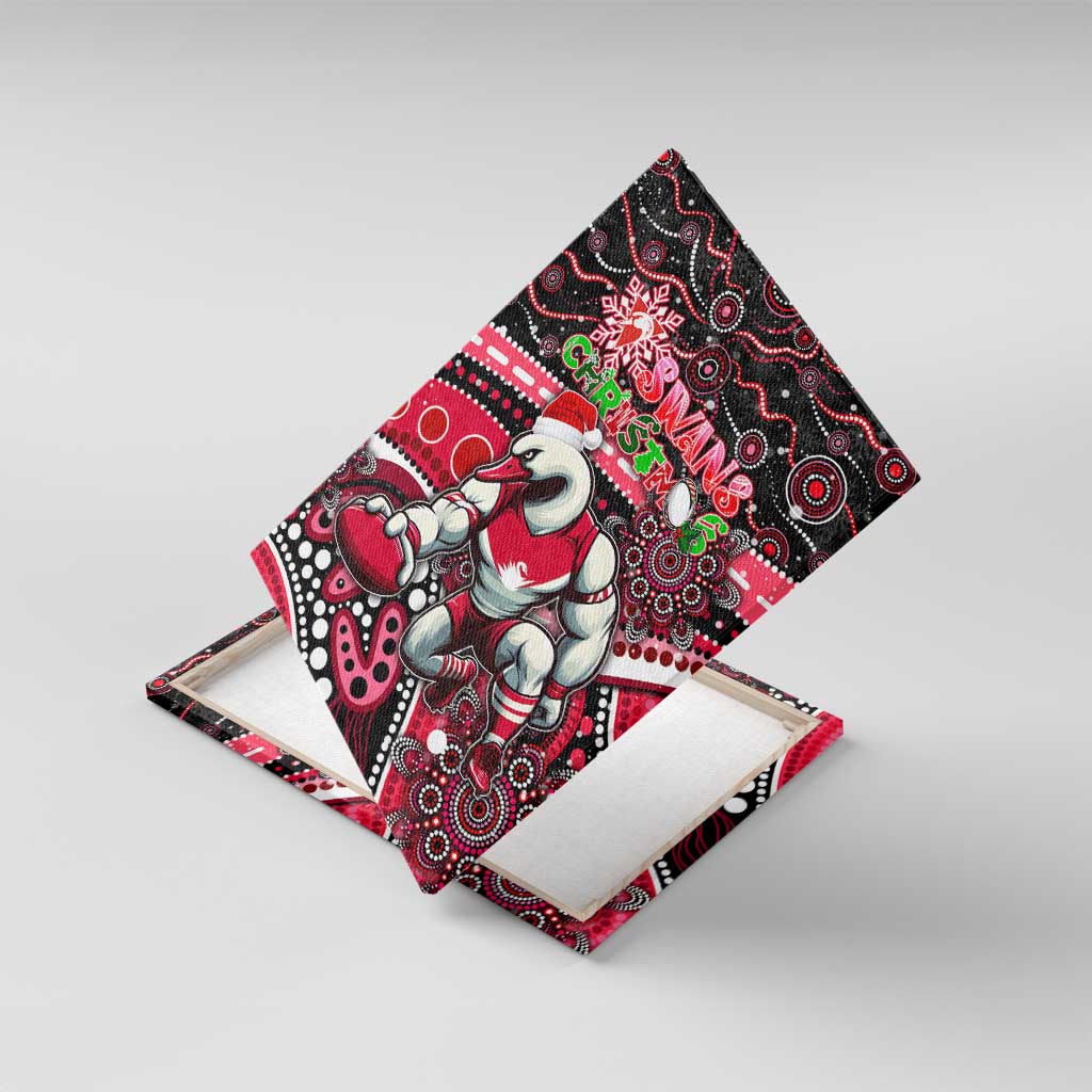 Merry Christmas AFL Swans Canvas Wall Art Aboriginal Santa Football Mascot DT02