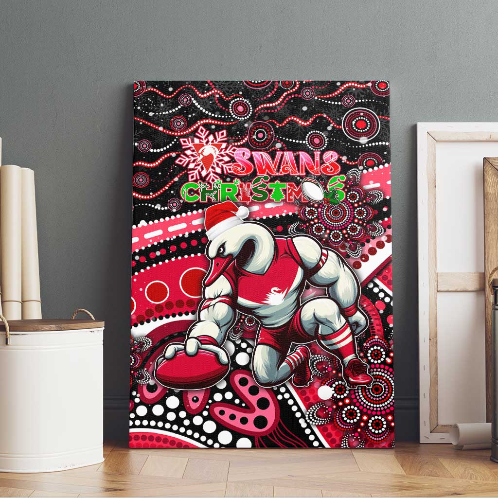 Merry Christmas AFL Swans Canvas Wall Art Aboriginal Santa Football Mascot DT02