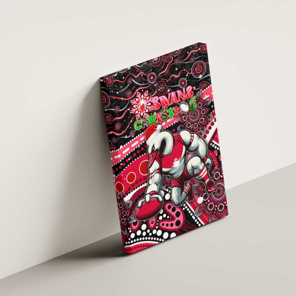 Merry Christmas AFL Swans Canvas Wall Art Aboriginal Santa Football Mascot DT02