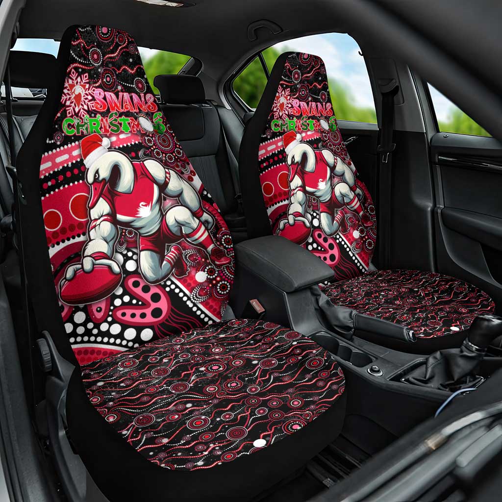 Merry Christmas AFL Swans Car Seat Cover Aboriginal Santa Football Mascot DT02