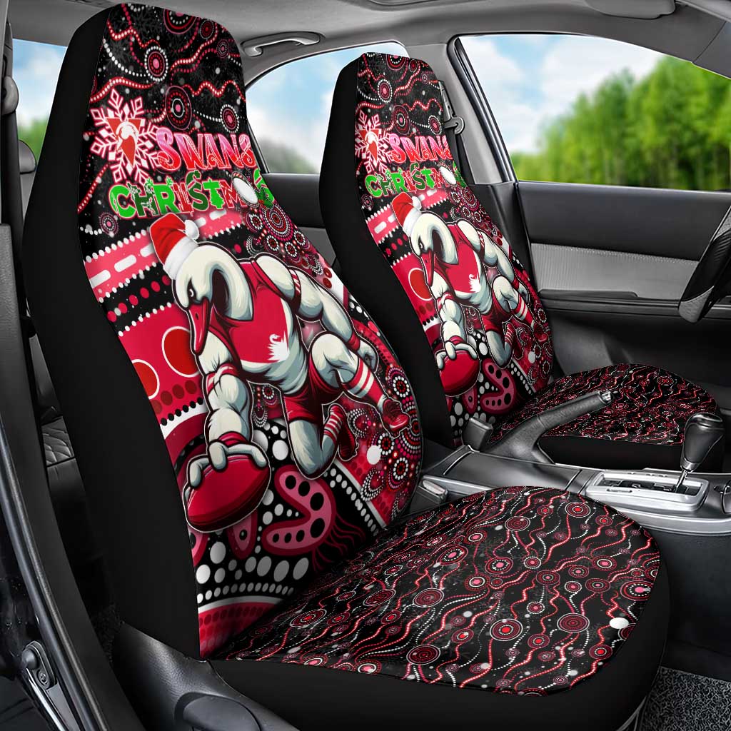 Merry Christmas AFL Swans Car Seat Cover Aboriginal Santa Football Mascot DT02