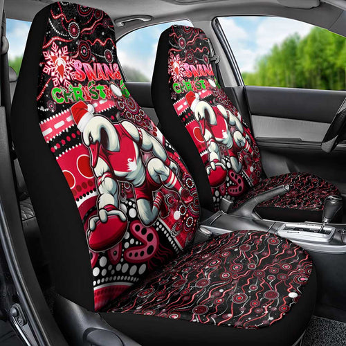 Merry Christmas AFL Swans Car Seat Cover Aboriginal Santa Football Mascot DT02