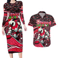 Merry Christmas AFL Swans Couples Matching Long Sleeve Bodycon Dress and Hawaiian Shirt Aboriginal Santa Football Mascot DT02