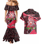 Merry Christmas AFL Swans Couples Matching Mermaid Dress and Hawaiian Shirt Aboriginal Santa Football Mascot DT02