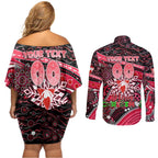 Merry Christmas AFL Swans Couples Matching Off Shoulder Short Dress and Long Sleeve Button Shirt Aboriginal Santa Football Mascot DT02