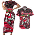Merry Christmas AFL Swans Couples Matching Short Sleeve Bodycon Dress and Hawaiian Shirt Aboriginal Santa Football Mascot DT02