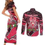Merry Christmas AFL Swans Couples Matching Short Sleeve Bodycon Dress and Long Sleeve Button Shirt Aboriginal Santa Football Mascot DT02
