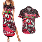 Merry Christmas AFL Swans Couples Matching Summer Maxi Dress and Hawaiian Shirt Aboriginal Santa Football Mascot DT02