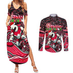 Merry Christmas AFL Swans Couples Matching Summer Maxi Dress and Long Sleeve Button Shirt Aboriginal Santa Football Mascot DT02